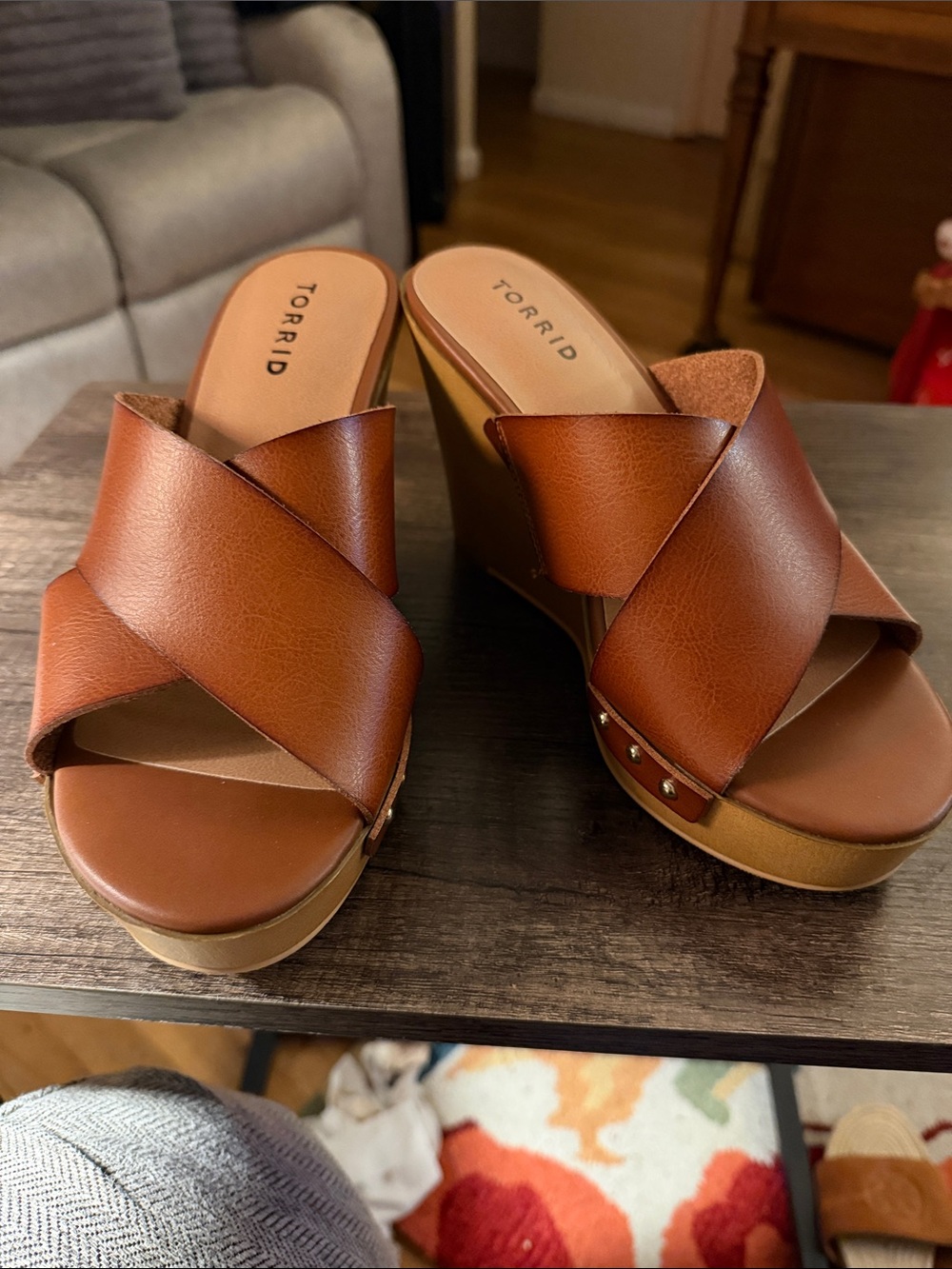 torrid Brown Crisscross Platform Wedge Sandals